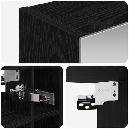 Badeværelsesspejlskab Sort eg 60 x 14,5 x 50 cm Konstrueret træ