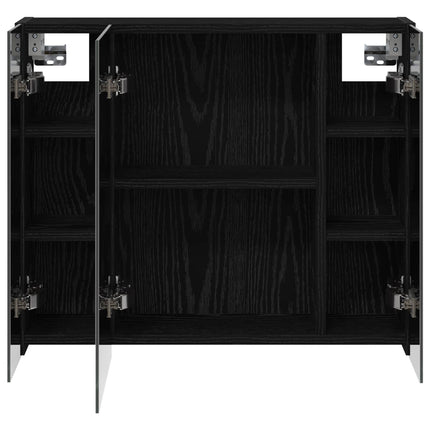 Badeværelsesspejlskab Sort eg 60 x 14,5 x 50 cm Konstrueret træ
