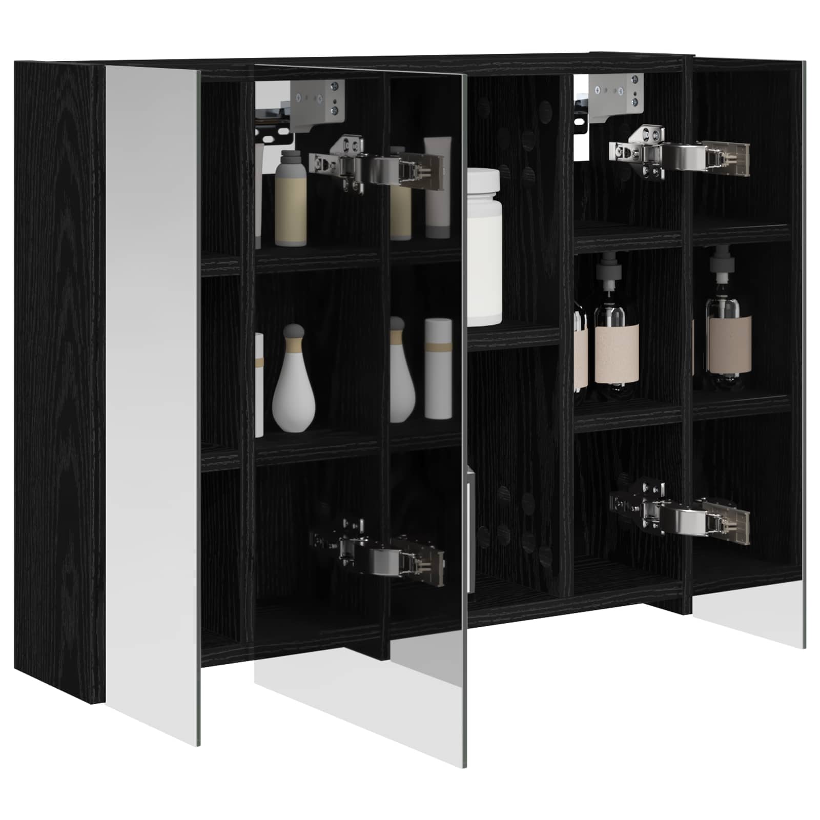Badeværelsesspejlskab Sort eg 60 x 14,5 x 50 cm Konstrueret træ