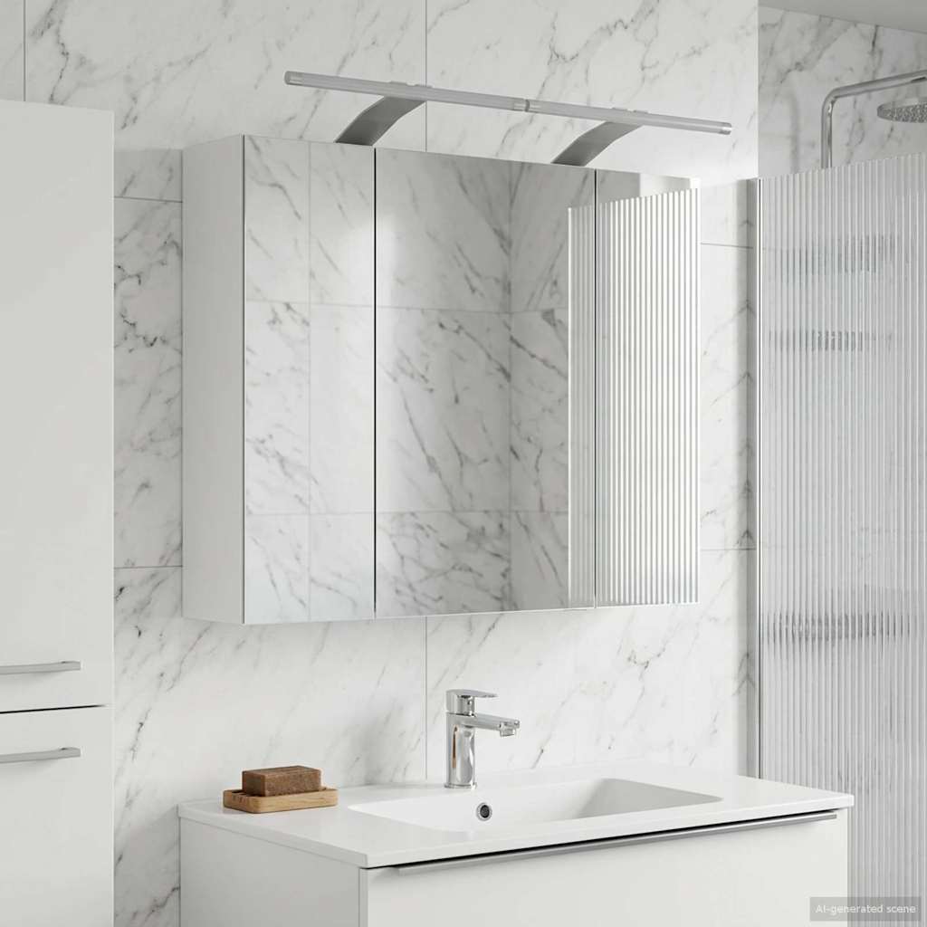 Badevrelsesspejlskab Hvid 60 x 14,5 x 50 cm Konstrueret tr