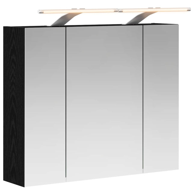 Badeværelsesspejlskab Sort eg 60 x 14,5 x 50 cm Konstrueret træ