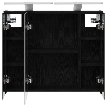 Badeværelsesspejlskab Sort eg 60 x 14,5 x 50 cm Konstrueret træ