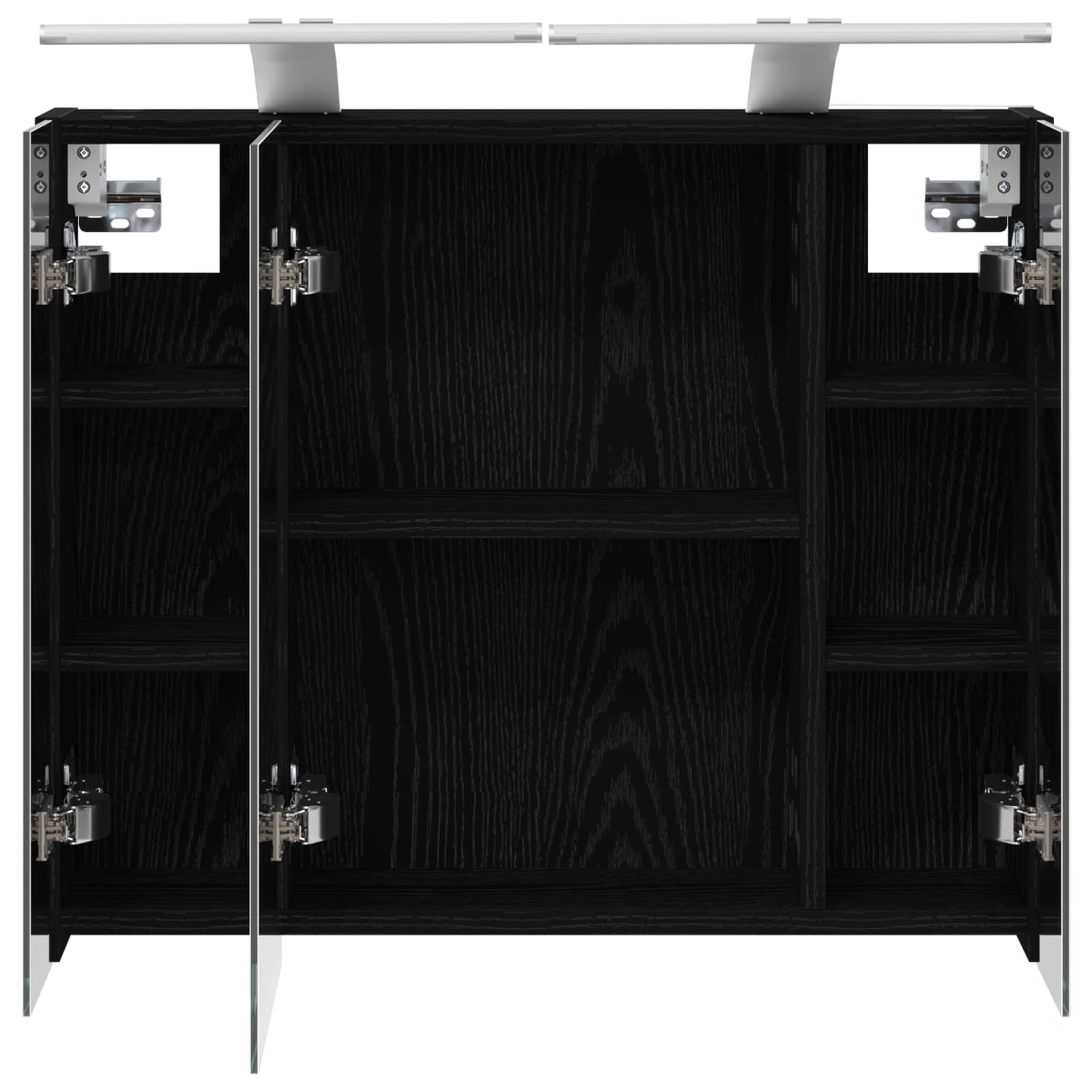 Badeværelsesspejlskab Sort eg 60 x 14,5 x 50 cm Konstrueret træ
