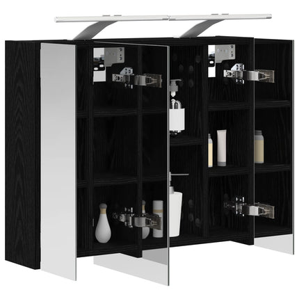 Badeværelsesspejlskab Sort eg 60 x 14,5 x 50 cm Konstrueret træ