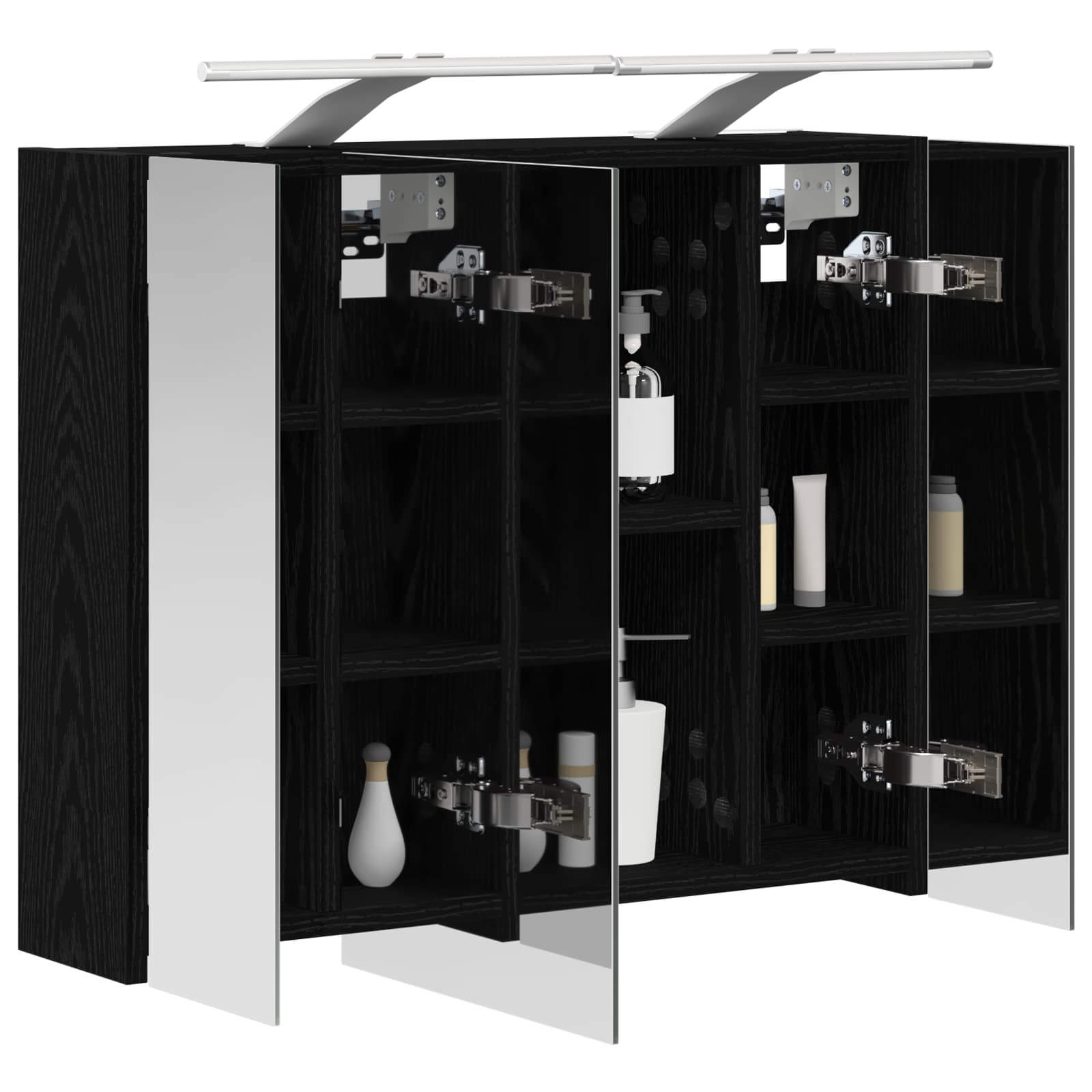 Badeværelsesspejlskab Sort eg 60 x 14,5 x 50 cm Konstrueret træ