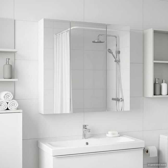 Badeværelsesspejlskab Hvid 70 x 14,5 x 70 cm Konstrueret træ