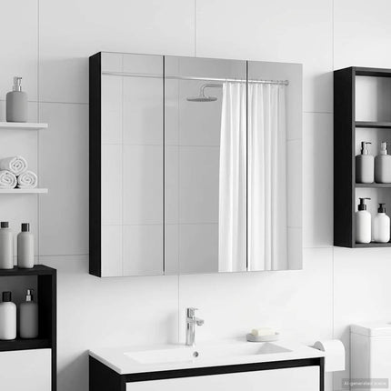 Badeværelsesspejlskab Sort eg 70 x 14,5 x 70 cm Konstrueret træ
