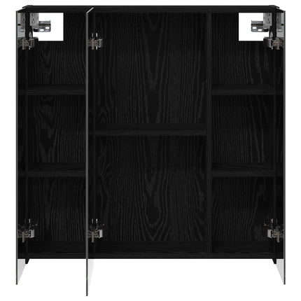 Badeværelsesspejlskab Sort eg 70 x 14,5 x 70 cm Konstrueret træ