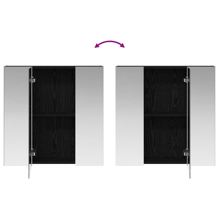 Badeværelsesspejlskab Sort eg 70 x 14,5 x 70 cm Konstrueret træ