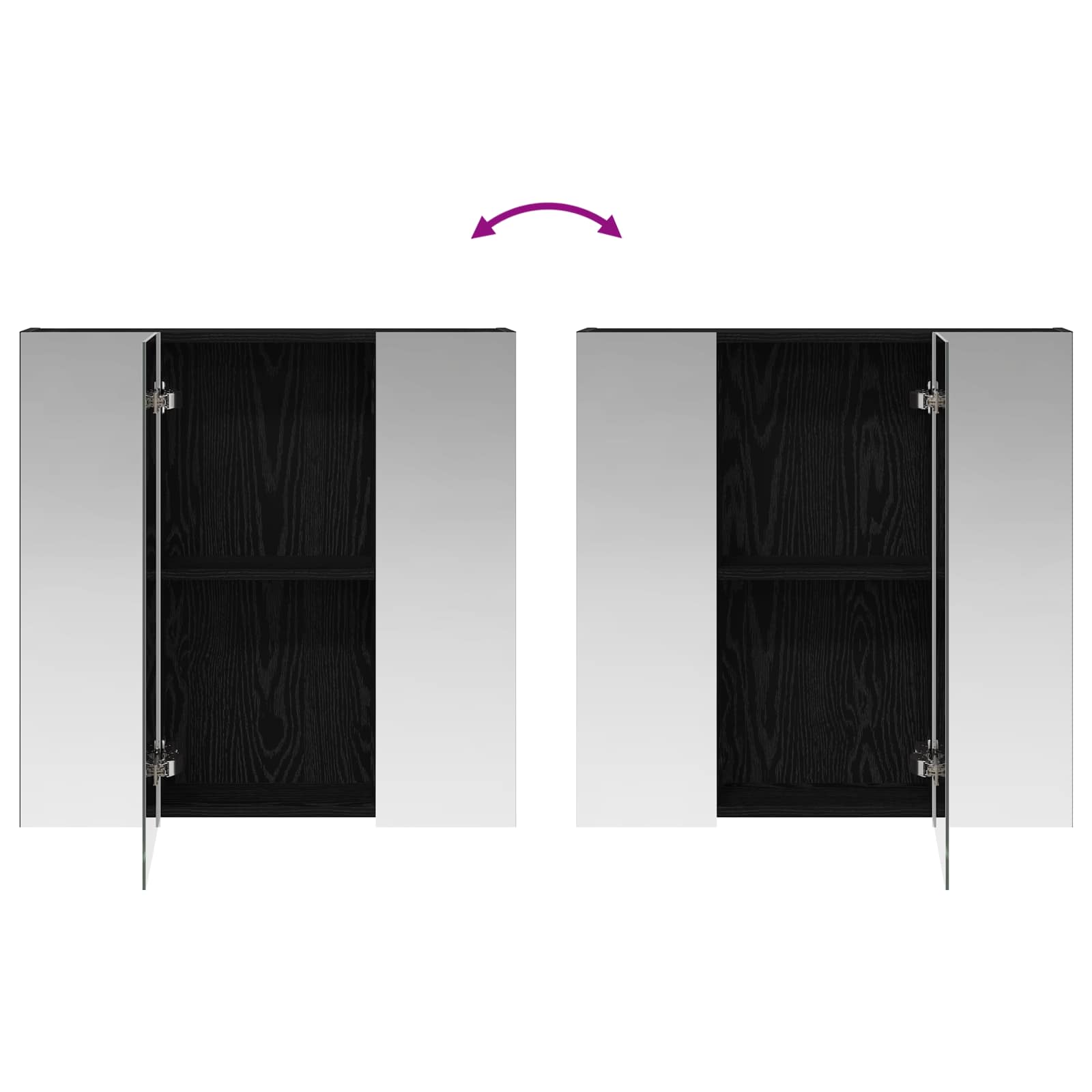 Badeværelsesspejlskab Sort eg 70 x 14,5 x 70 cm Konstrueret træ
