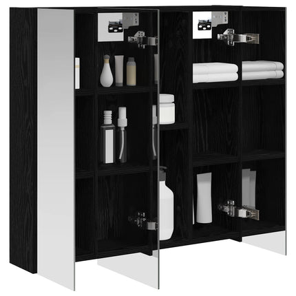 Badeværelsesspejlskab Sort eg 70 x 14,5 x 70 cm Konstrueret træ