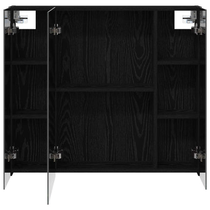 Badeværelsesspejlskab Sort eg 80 x 14.5 x 70 cm Konstrueret træ