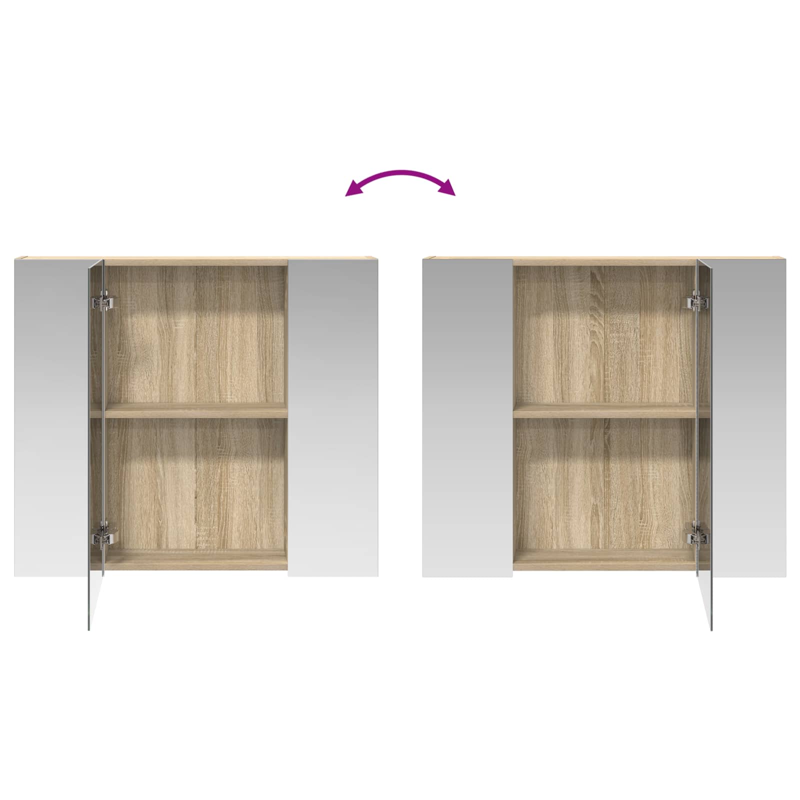 Badeværelsesspejlskab med hylde Sonoma eg 80 x 14.5 x 70 cm