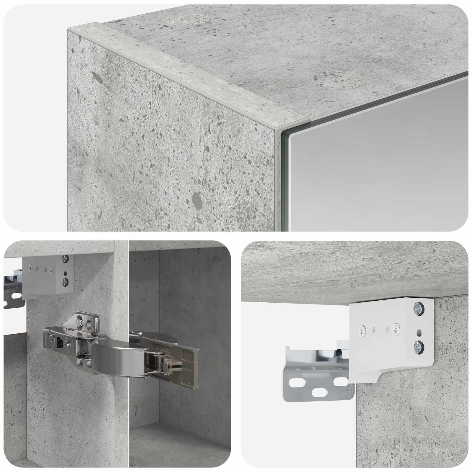 Badeværelsesspejlskab med hylde Beton Grå 80 x 14.5 x 70 cm