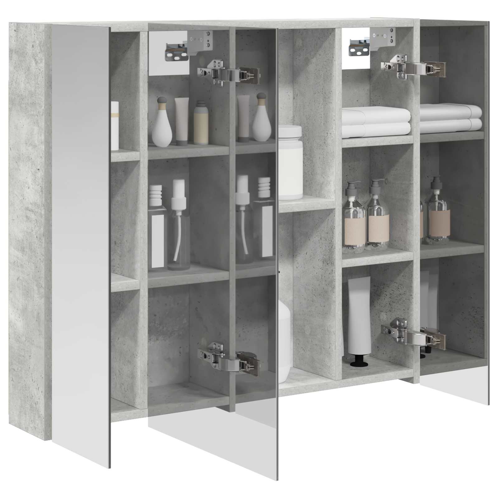 Badeværelsesspejlskab med hylde Beton Grå 80 x 14.5 x 70 cm