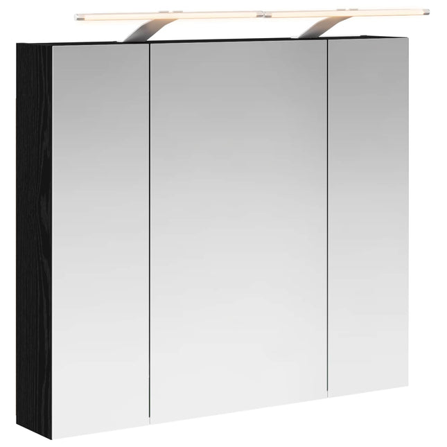 Badeværelsesspejlskab Sort eg 80 x 14.5 x 70 cm Konstrueret træ