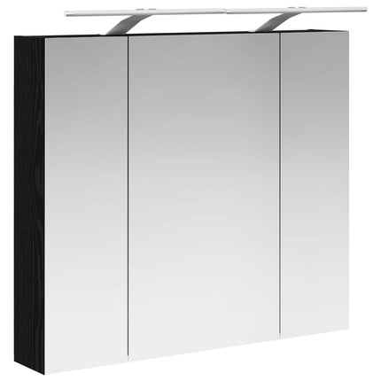 Badeværelsesspejlskab Sort eg 80 x 14.5 x 70 cm Konstrueret træ