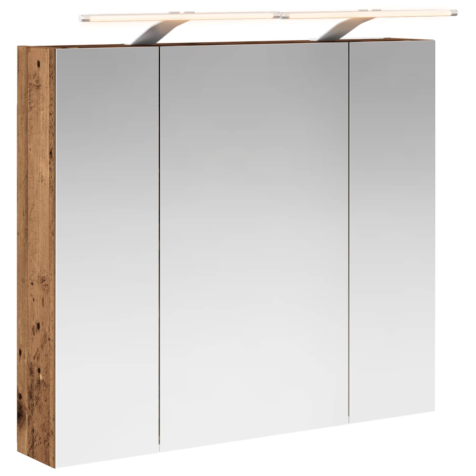 Badeværelsesspejlskab med hylde Gammelt træ 80 x 14.5 x 70 cm