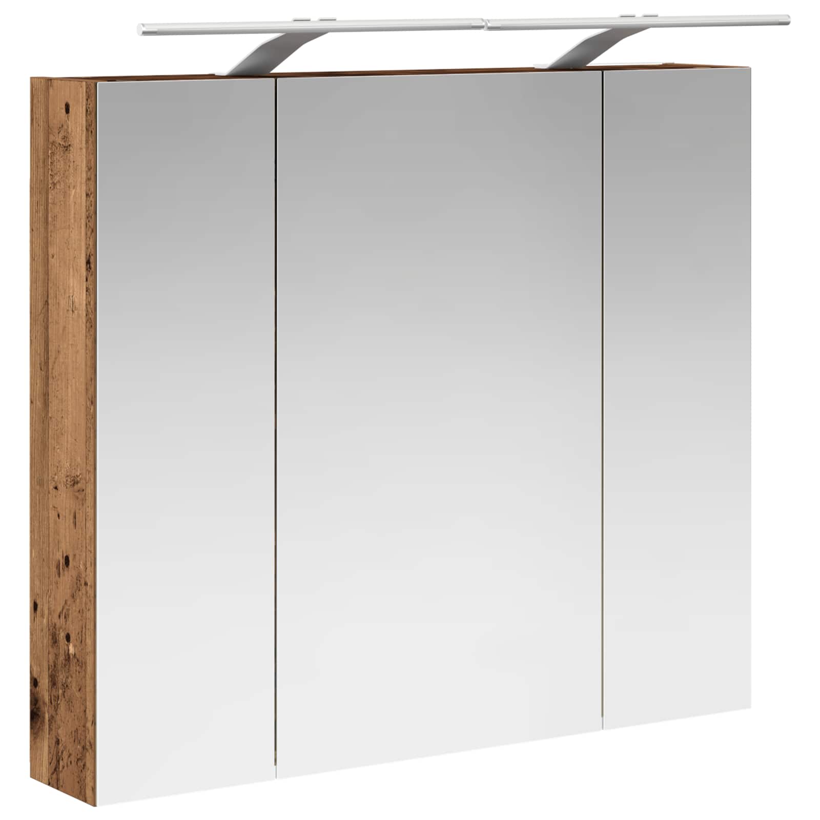 Badeværelsesspejlskab med hylde Gammelt træ 80 x 14.5 x 70 cm