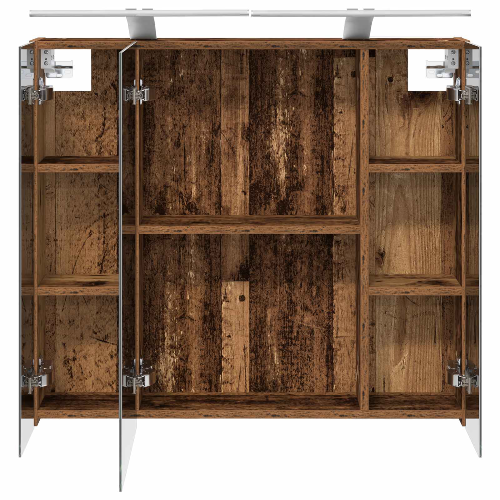 Badeværelsesspejlskab med hylde Gammelt træ 80 x 14.5 x 70 cm