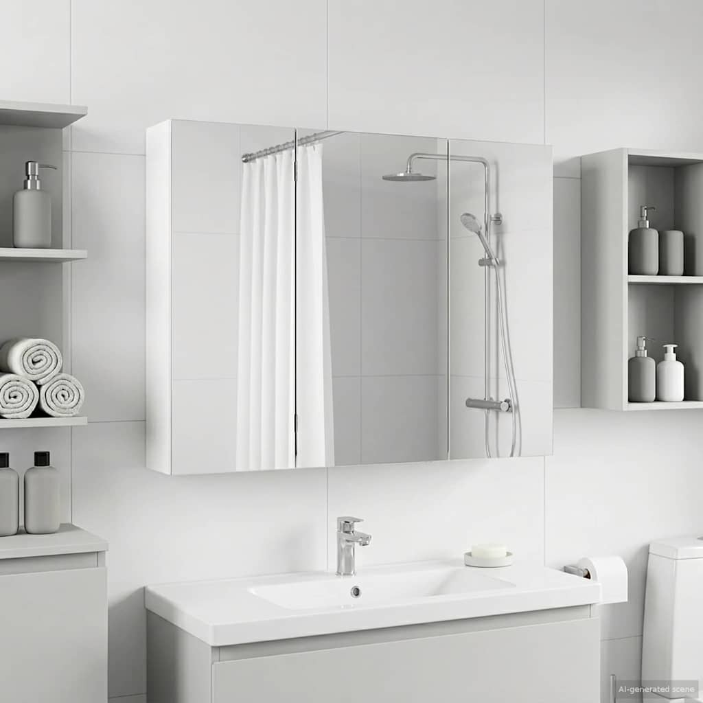 Badevrelsesspejlskab Hvid 100 x 14,5 x 70 cm Konstrueret tr