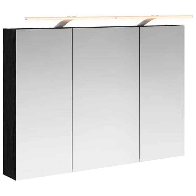 Badeværelsesspejlskab med hylde Sort eg 100 x 14,5 x 70 cm