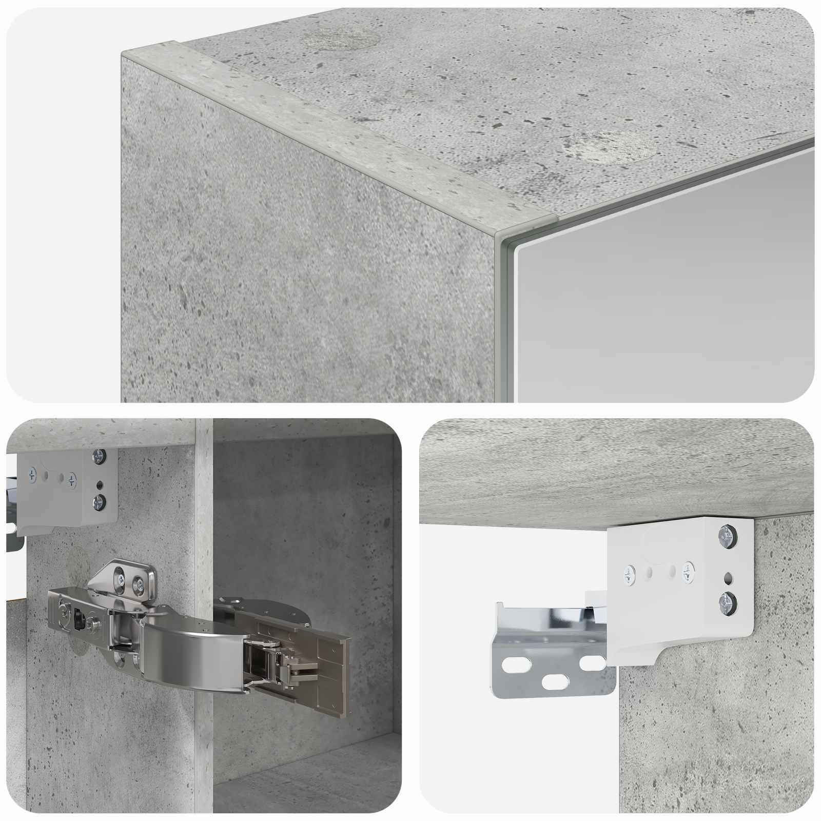 Badeværelsesspejlskab med hylde Beton Grå 100 x 14,5 x 70 cm