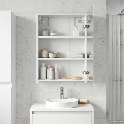 Badeværelsesspejlskab Hvid 43 x 16 x 62.5 cm Konstrueret træ