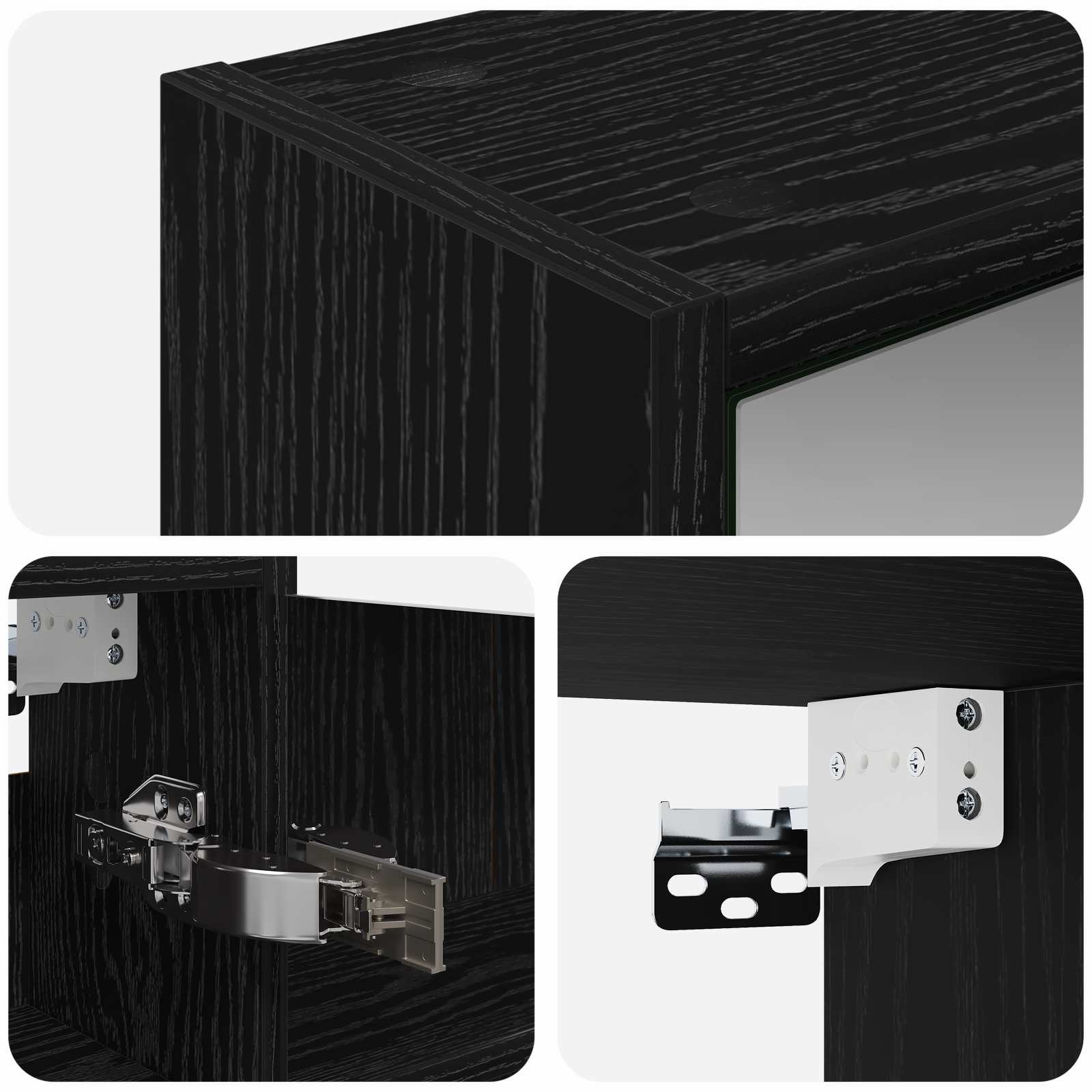 Badeværelsesspejlskab Sort eg 43 x 16 x 62.5 cm Konstrueret træ