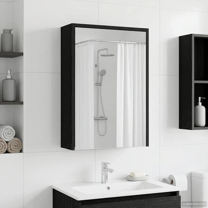 Badeværelsesspejlskab Sort eg 43 x 16 x 62.5 cm Konstrueret træ