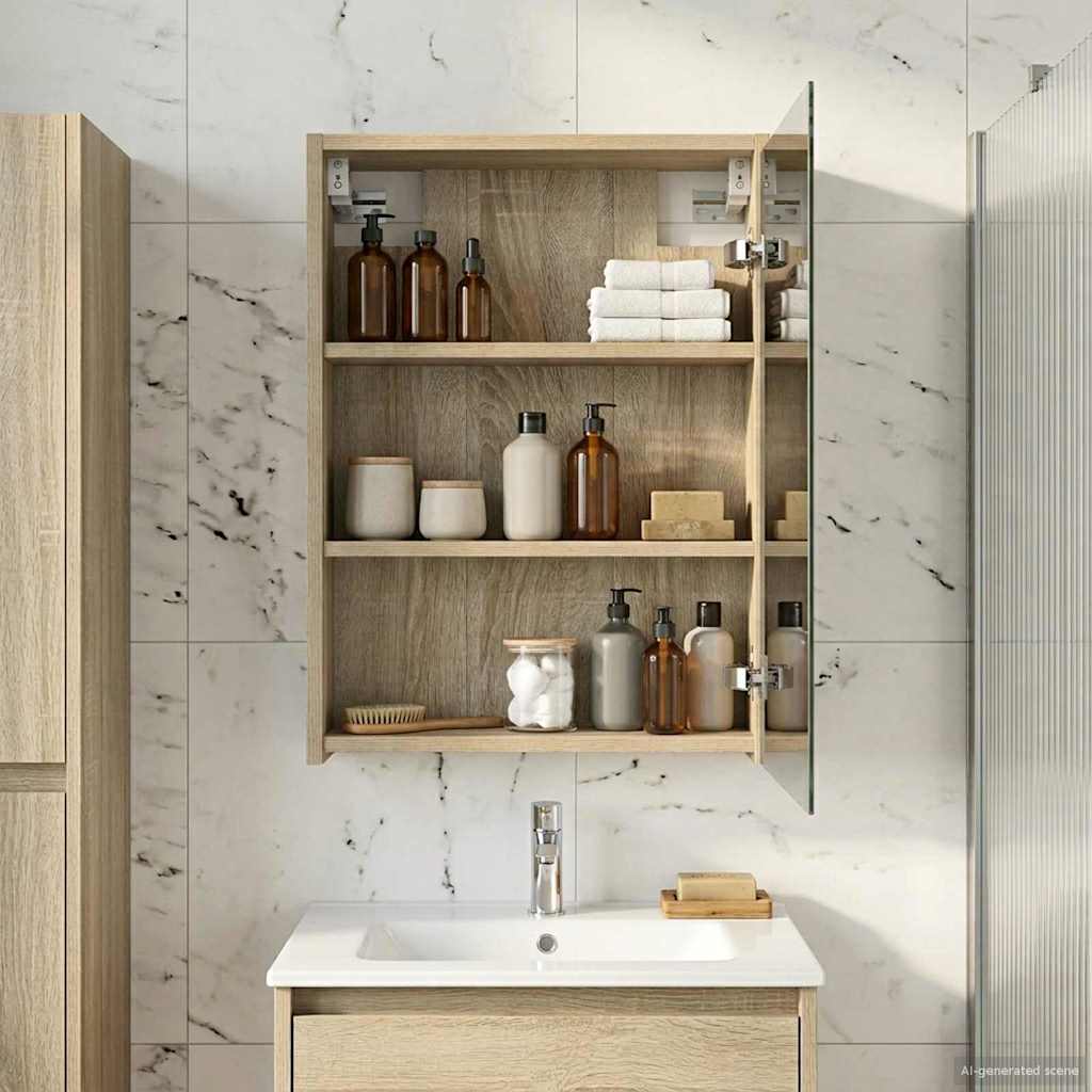 Spejlskab til badeværelse med hylder - Sonoma eg 43 × 16 × 62,5 cm