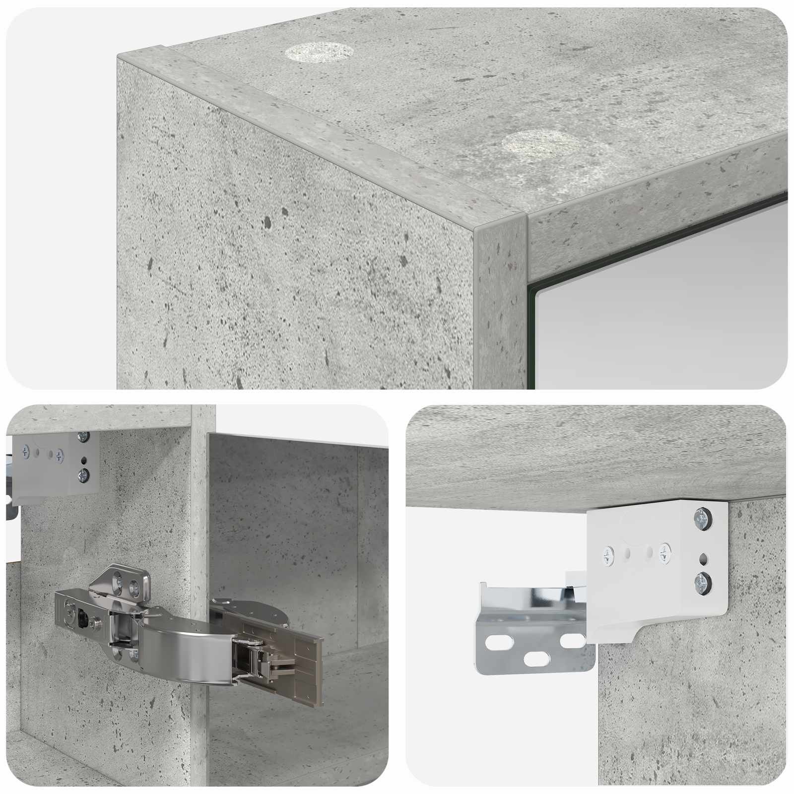 Badeværelsesspejlskab med hylde Beton Grå 43 x 16 x 62.5 cm