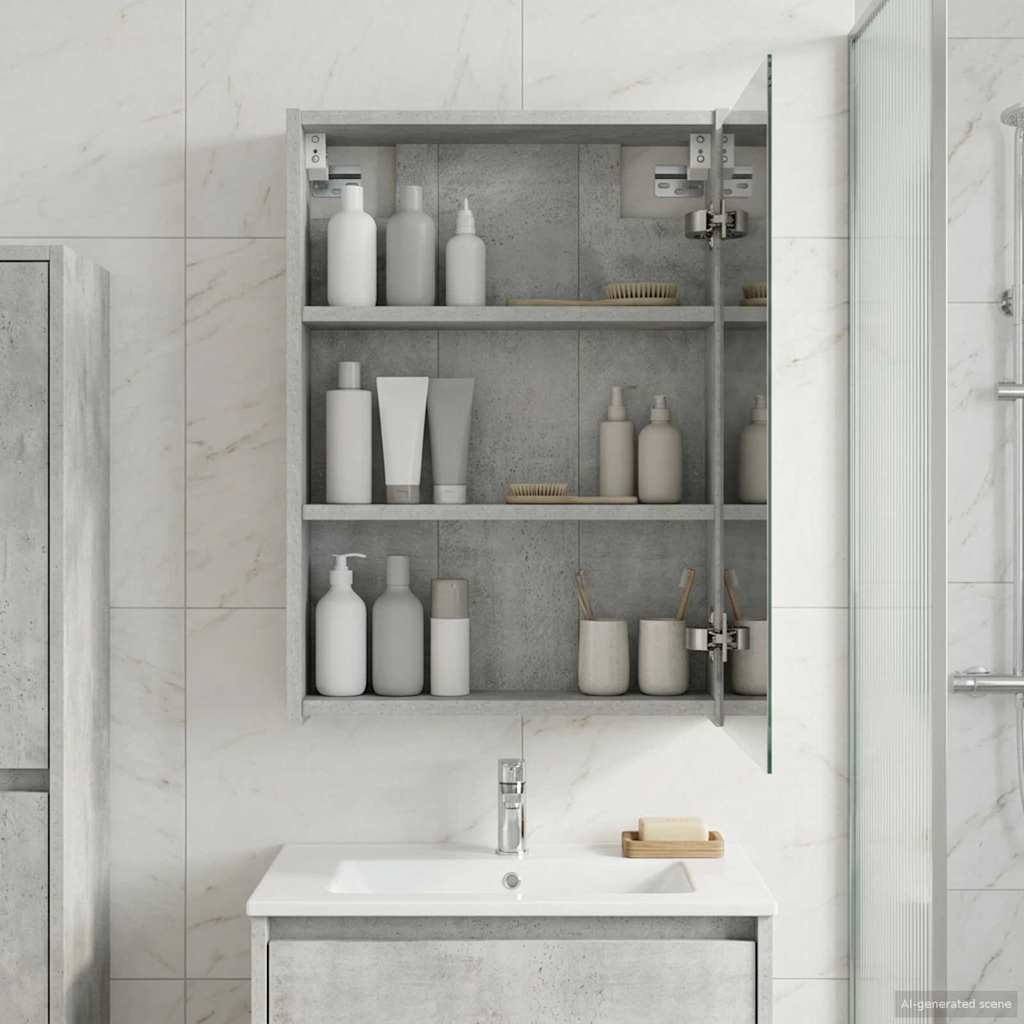 Badeværelsesspejlskab med hylde Beton Grå 43 x 16 x 62.5 cm