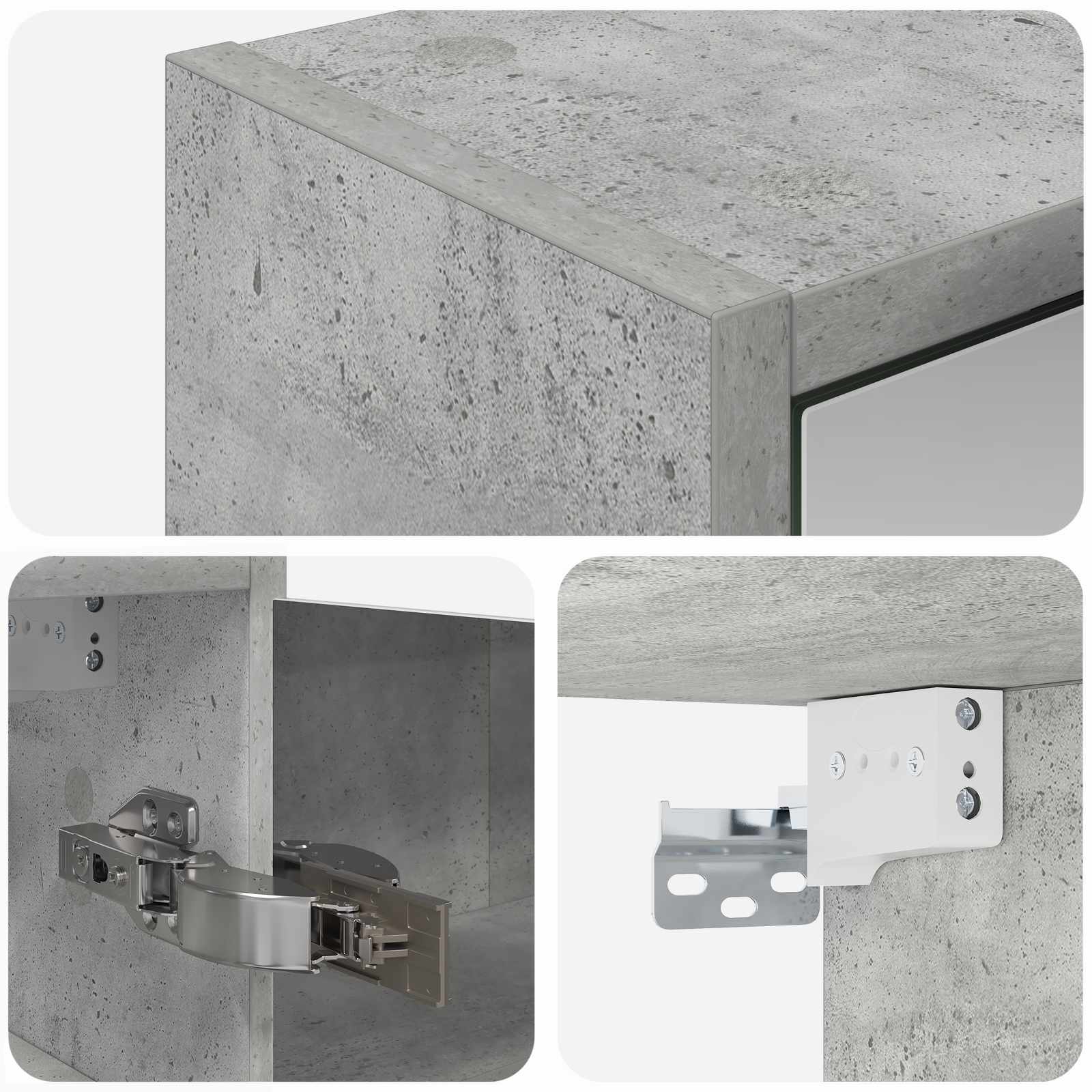 Badeværelsesspejlskab med hylde Beton Grå 43 x 16 x 62.5 cm