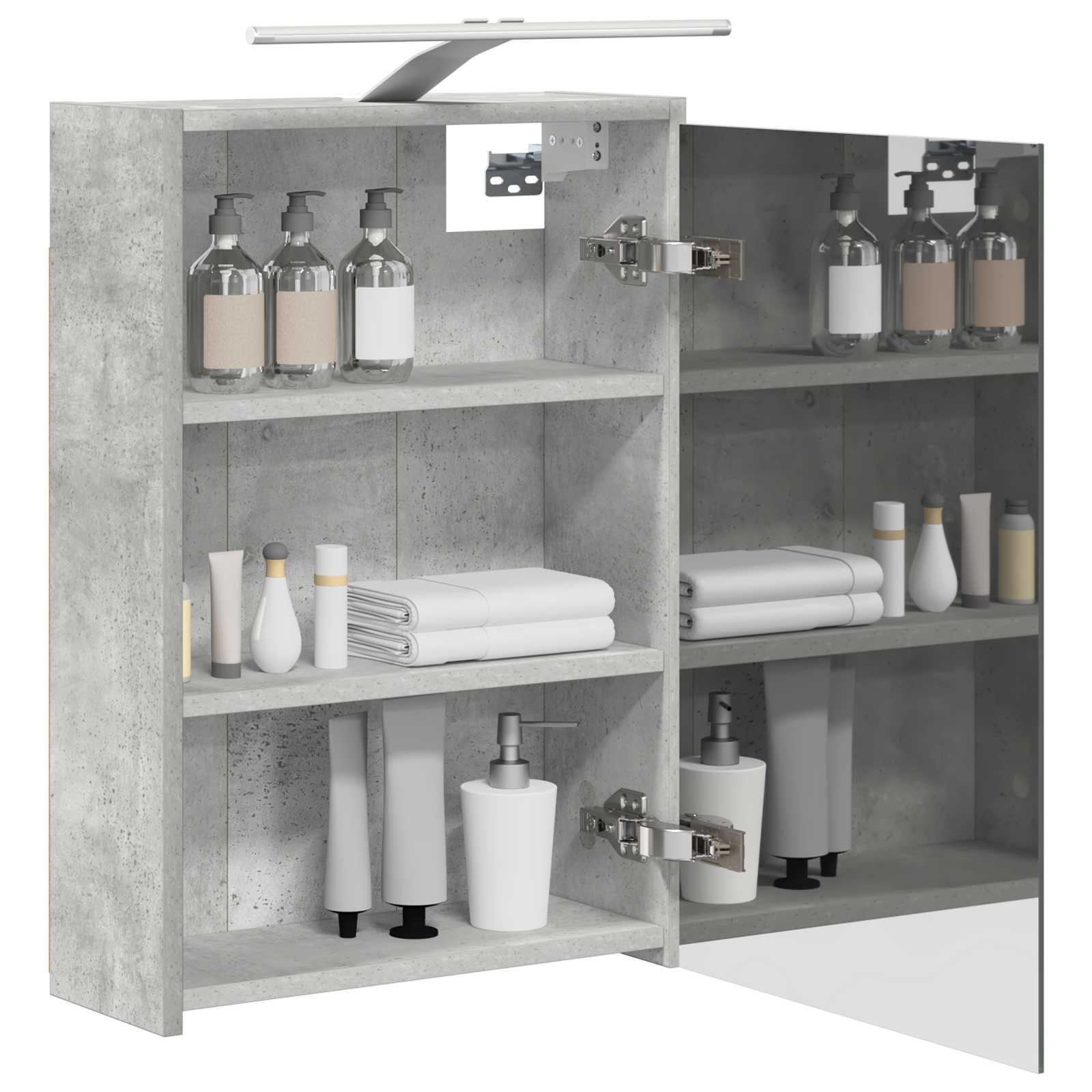 Badeværelsesspejlskab med hylde Beton Grå 43 x 16 x 62.5 cm