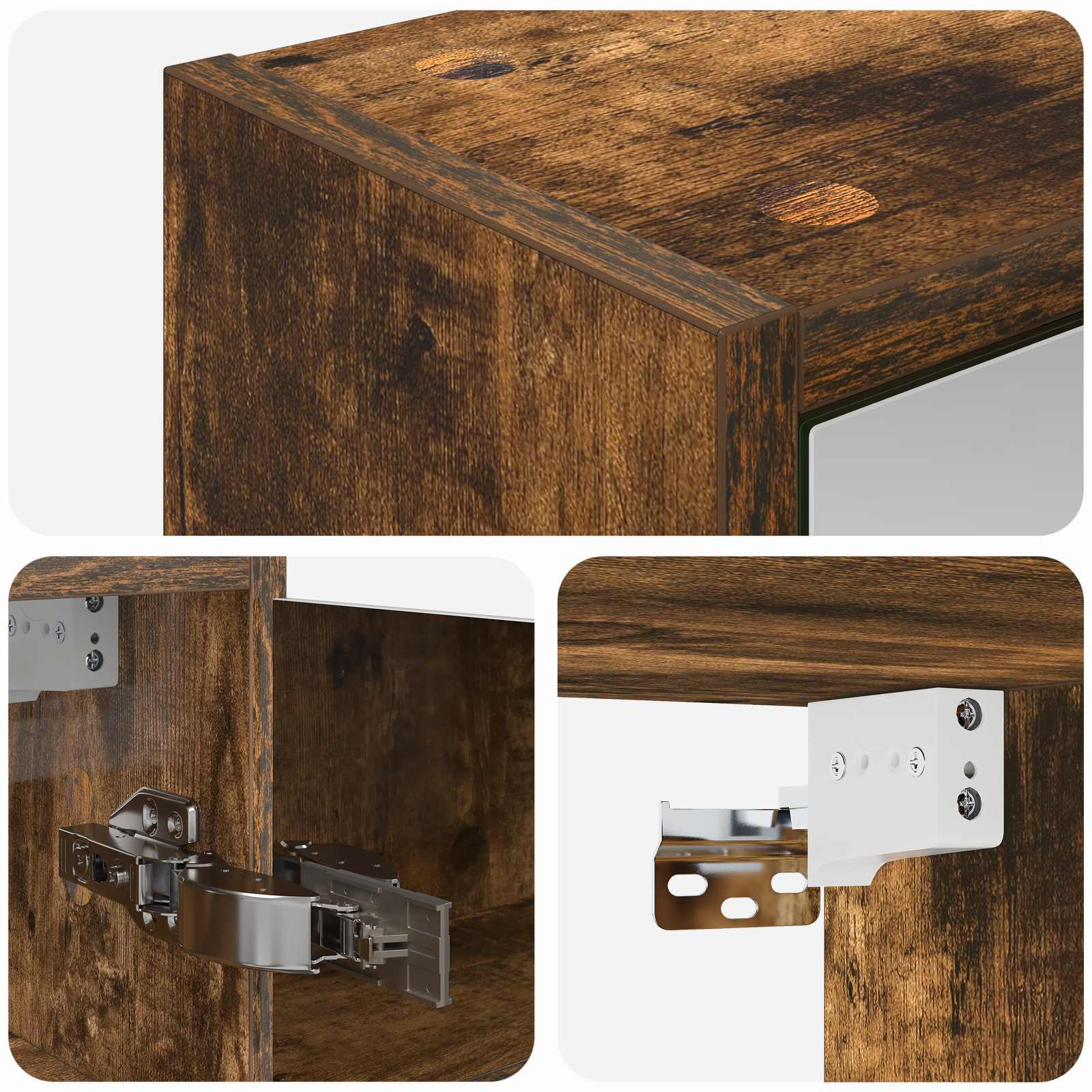 Badeværelsesspejlskab med hylde Røget eg 43 x 16 x 62.5 cm