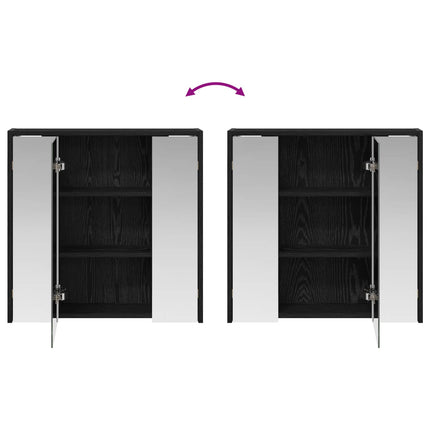 Badeværelsesspejlskab Sort eg 63,5 x 16 x 62,5 cm