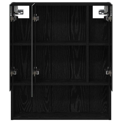 Badeværelsesspejlskab Sort eg 60 x 14.5 x 70 cm Konstrueret træ
