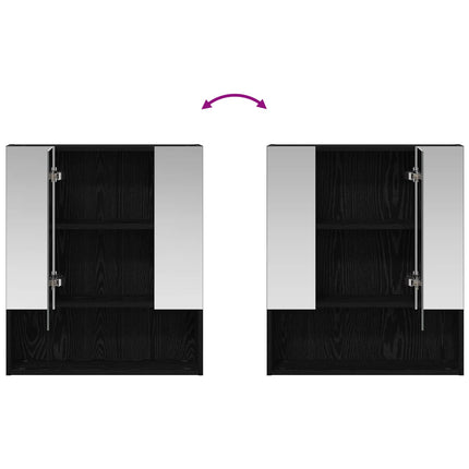 Badeværelsesspejlskab Sort eg 60 x 14.5 x 70 cm Konstrueret træ
