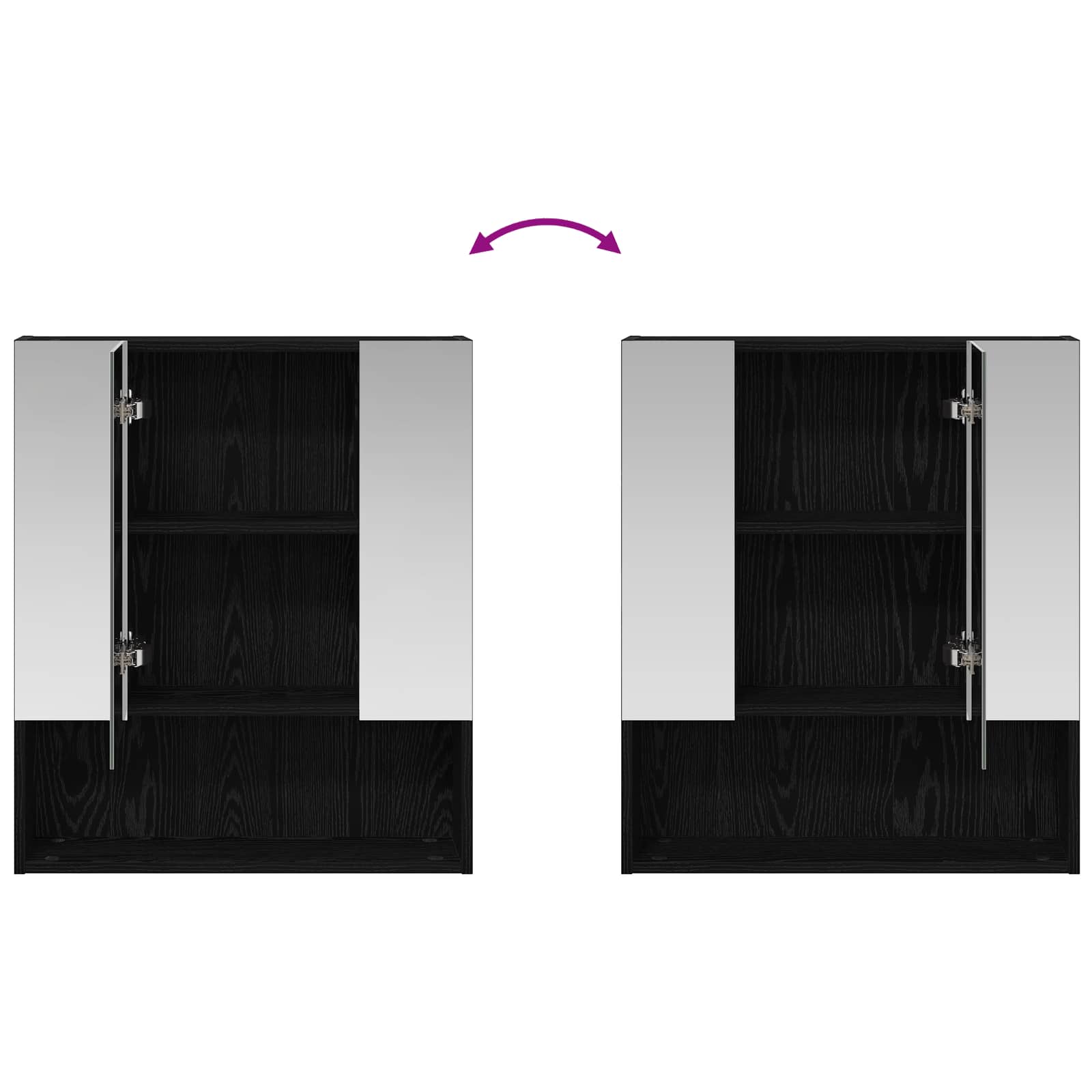 Badeværelsesspejlskab Sort eg 60 x 14.5 x 70 cm Konstrueret træ