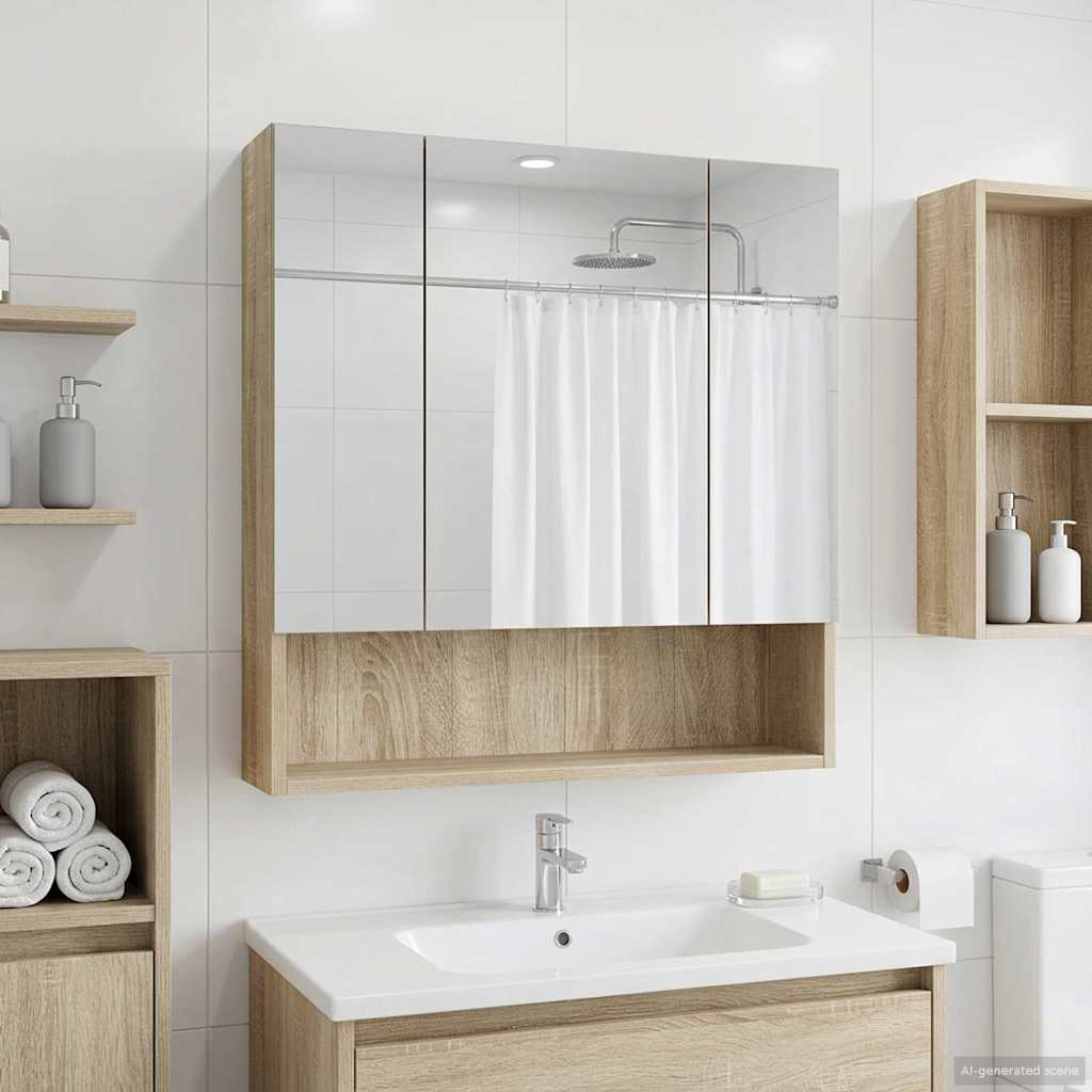 Badeværelsesspejlskab med hylde Sonoma eg 60 x 14.5 x 70 cm
