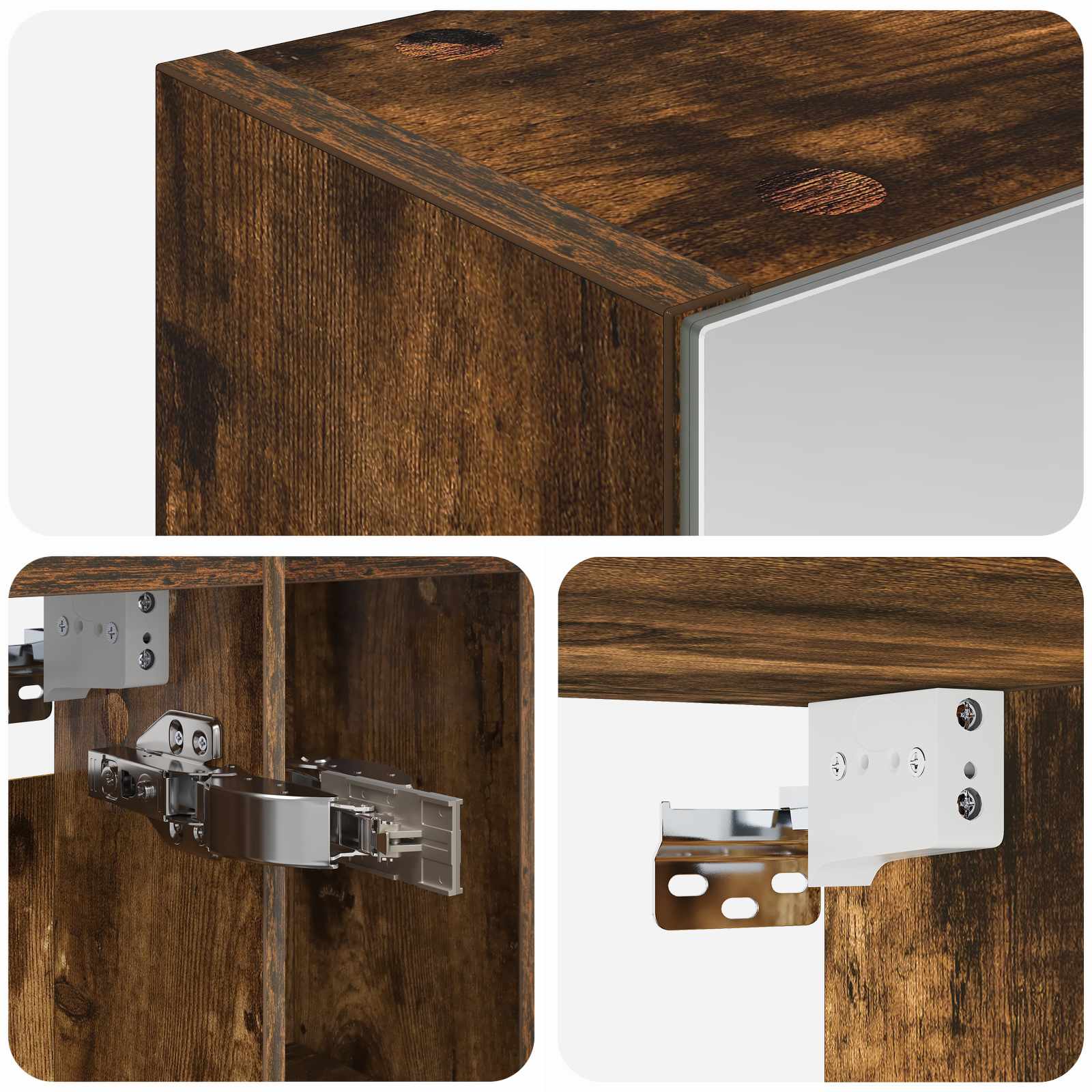 Badeværelsesspejlskab med hylde Røget eg 60 x 14.5 x 70 cm