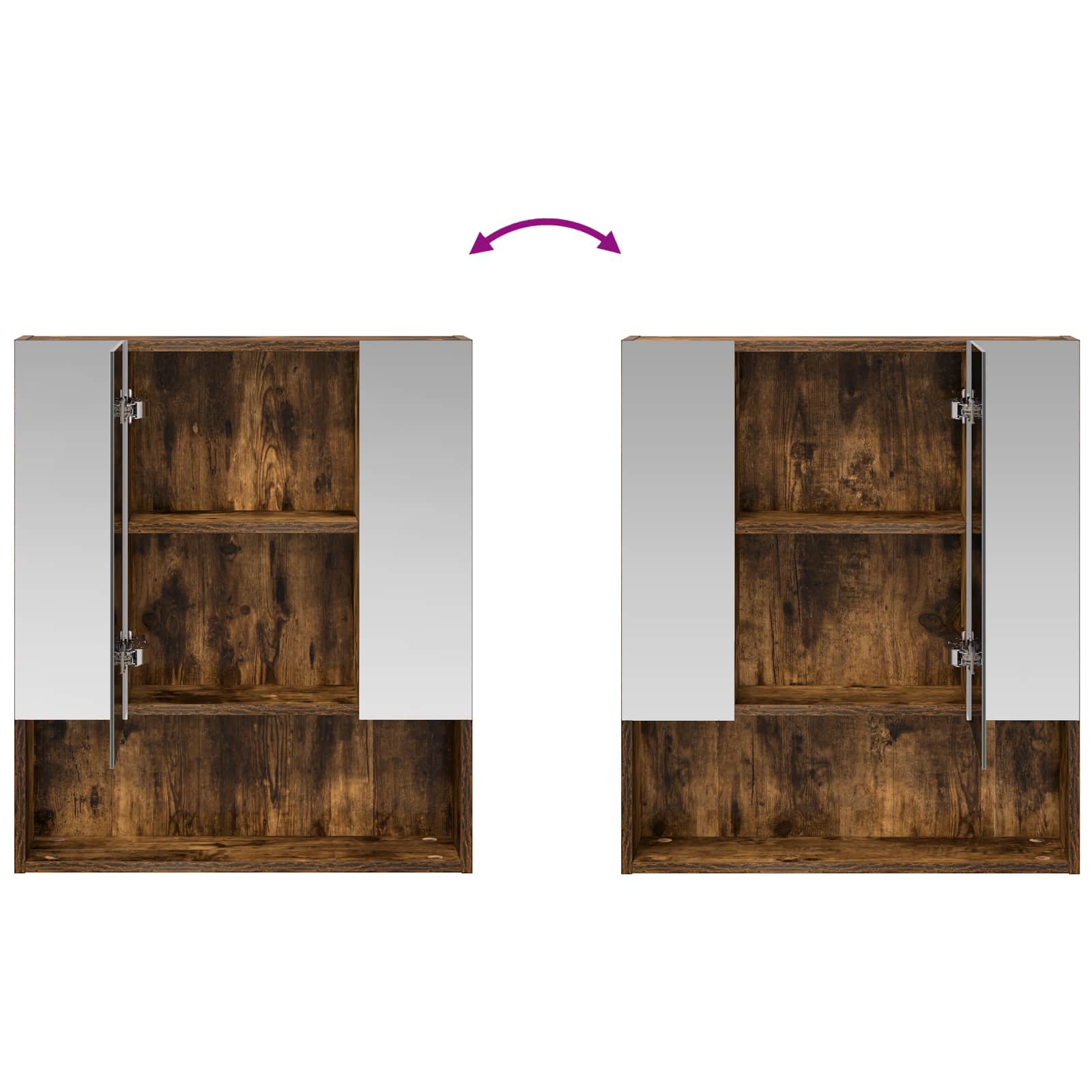 Badeværelsesspejlskab med hylde Røget eg 60 x 14.5 x 70 cm