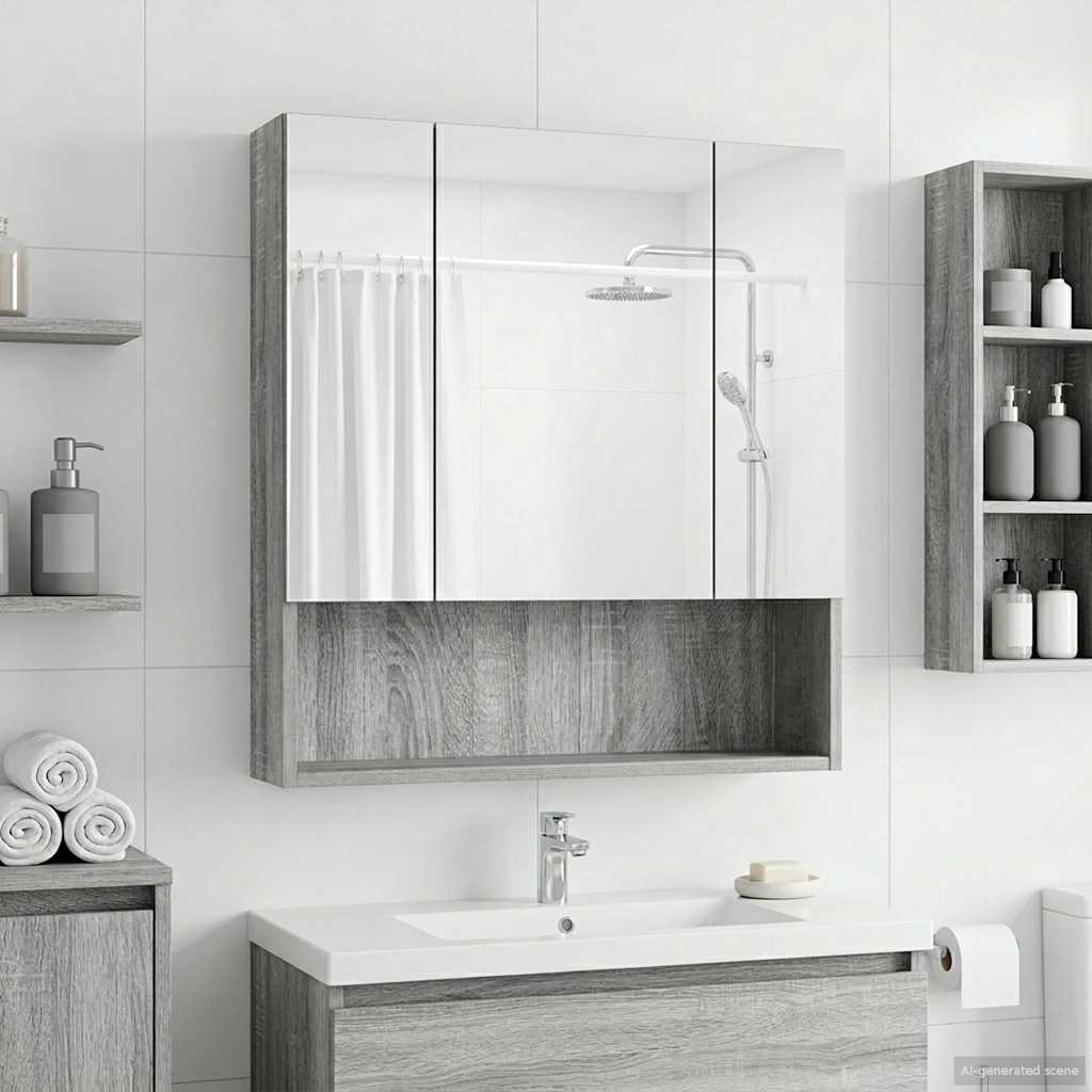 Badeværelsesspejlskab med hylde Grå Sonoma 60 x 14.5 x 70 cm