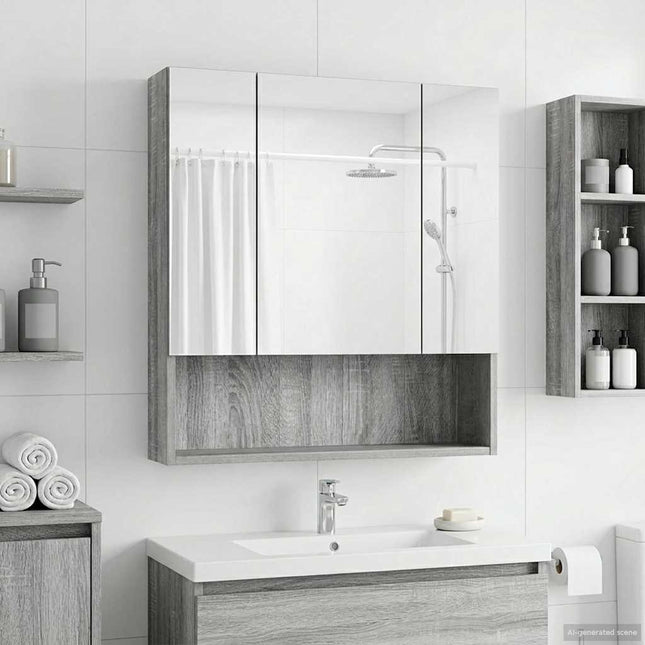 Badeværelsesspejlskab med hylde Grå Sonoma 60 x 14.5 x 70 cm