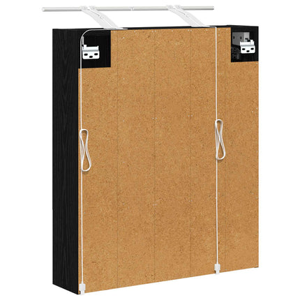Badeværelsesspejlskab Sort eg 60 x 14.5 x 70 cm Konstrueret træ