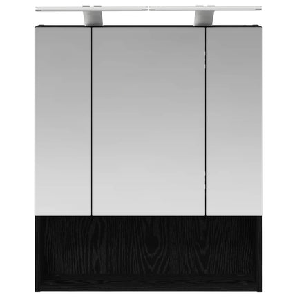 Badeværelsesspejlskab Sort eg 60 x 14.5 x 70 cm Konstrueret træ