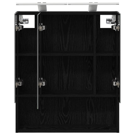 Badeværelsesspejlskab Sort eg 60 x 14.5 x 70 cm Konstrueret træ