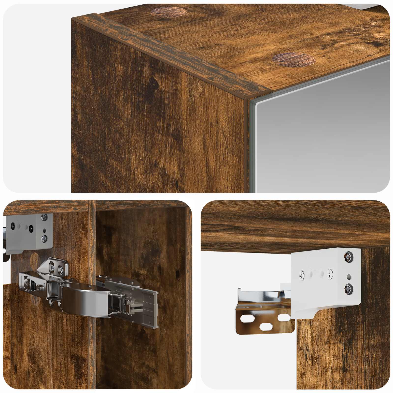 Badeværelsesspejlskab med hylde Røget eg 60 x 14.5 x 70 cm