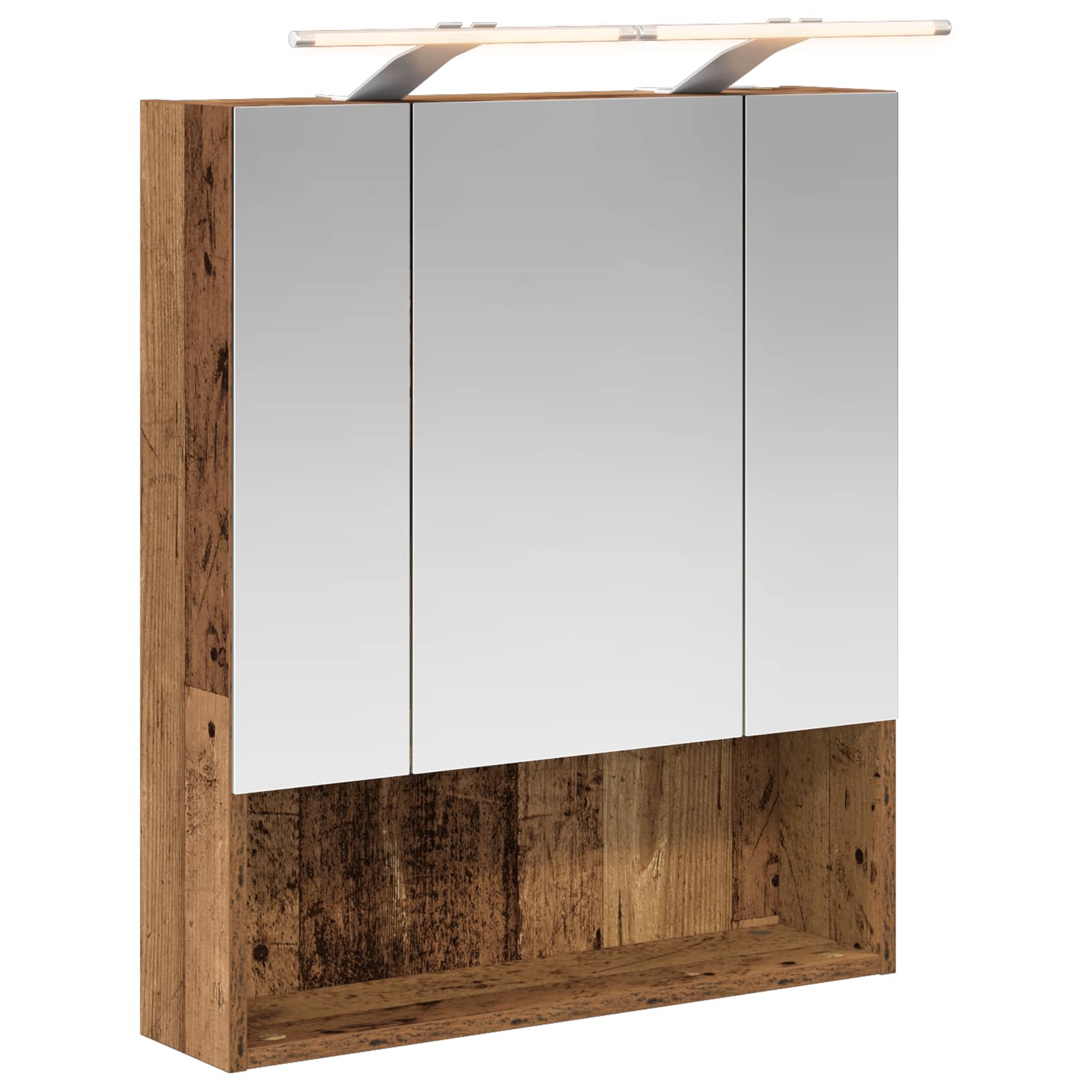 Badeværelsesspejlskab med hylde Gammelt træ 60 x 14.5 x 70 cm